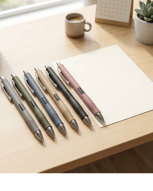 Viroa Retractable Gel Pens Set of 6 0.5 mm Black Ink Mixed Barrels - Lifestyle view