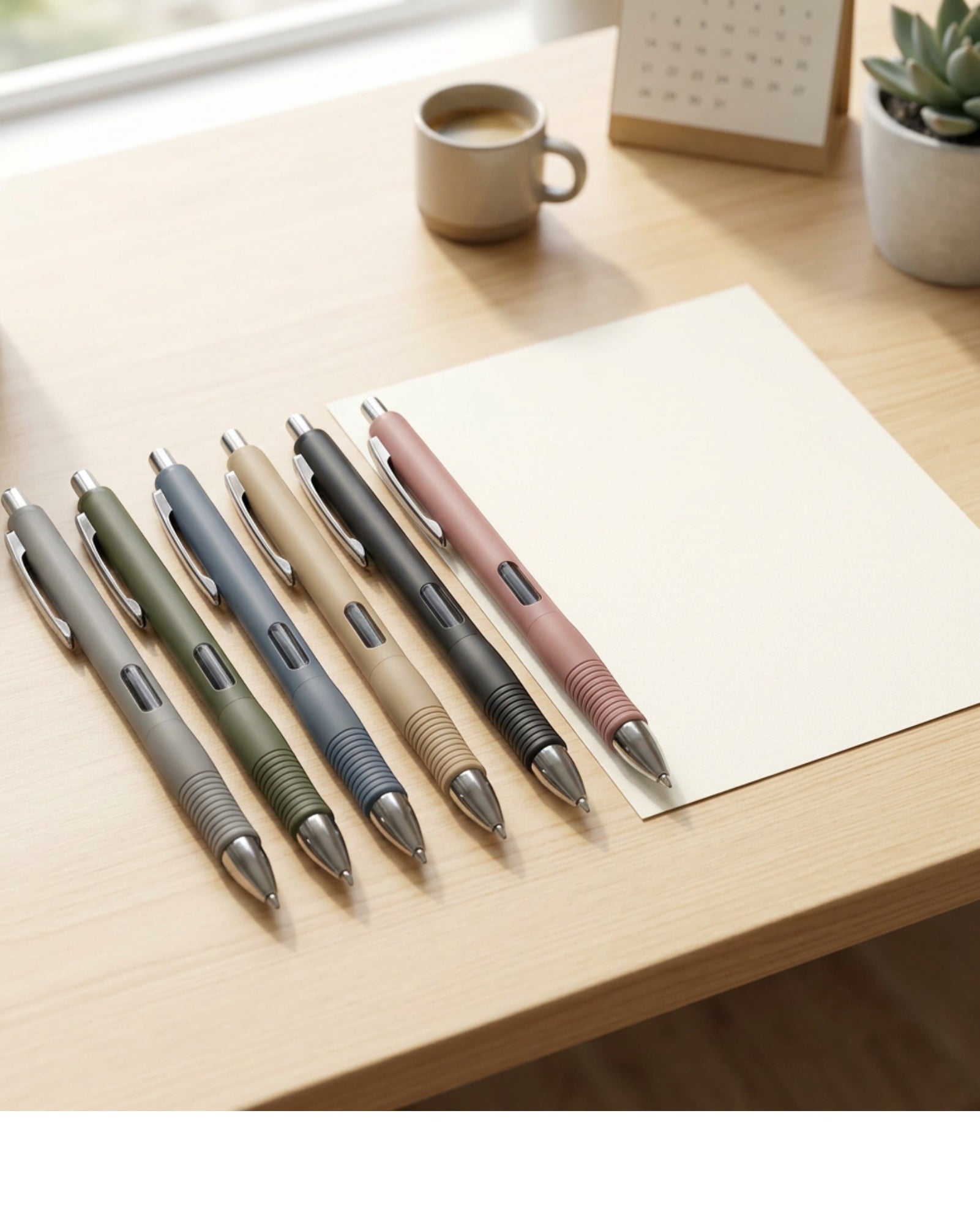 Viroa Retractable Gel Pens Set of 6 0.5 mm Black Ink Mixed Barrels - Lifestyle view
